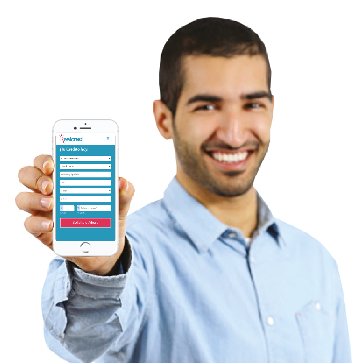 Imagen de un hombre con un celular en la mano